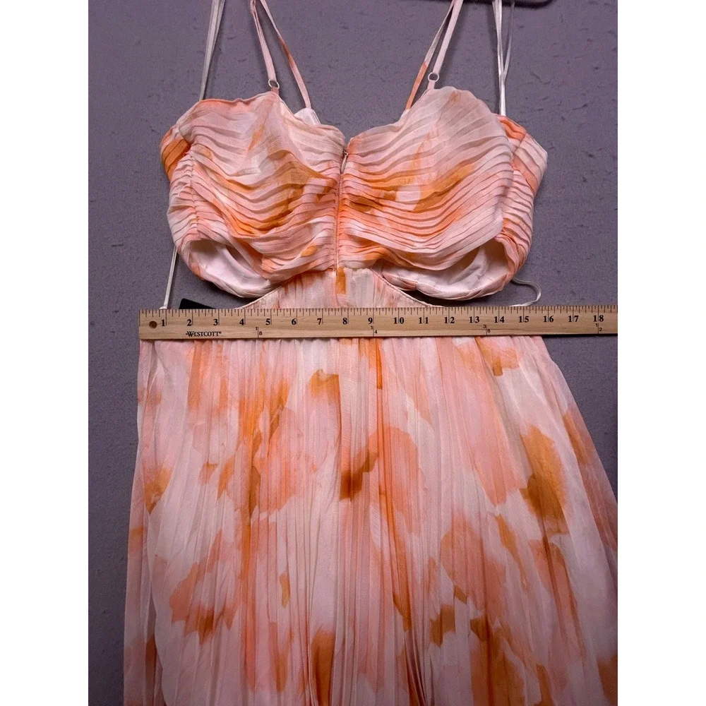 Express Maxi Dress Recycled Polyester Orange Floral Size Medium Womens